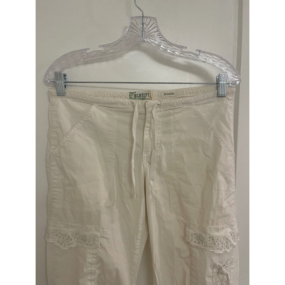 Vintage Y2K Cotton White Lace Cargo Pants Coquette Chic It Girl